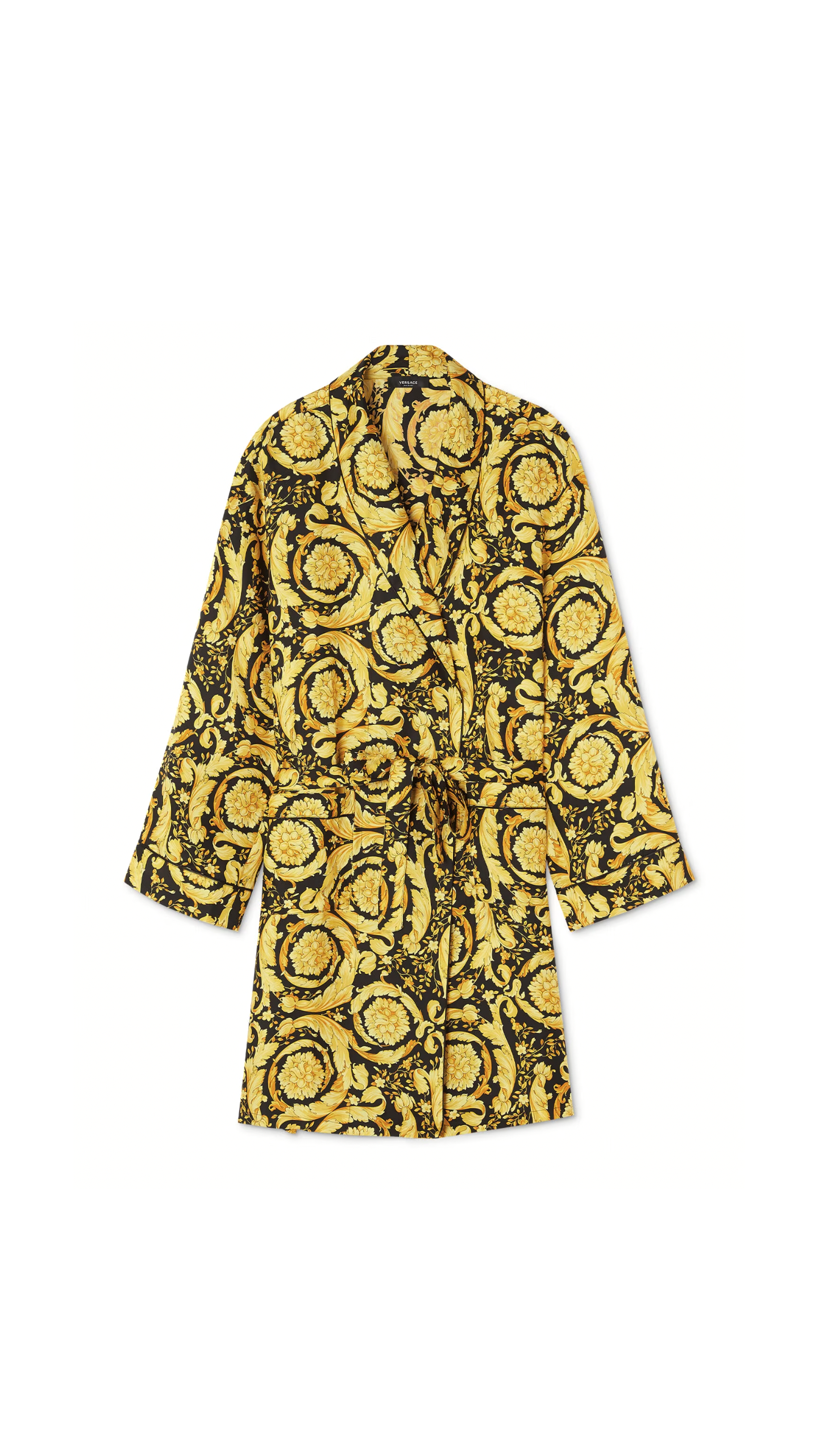 Barocco Silk Robe - Black/Gold