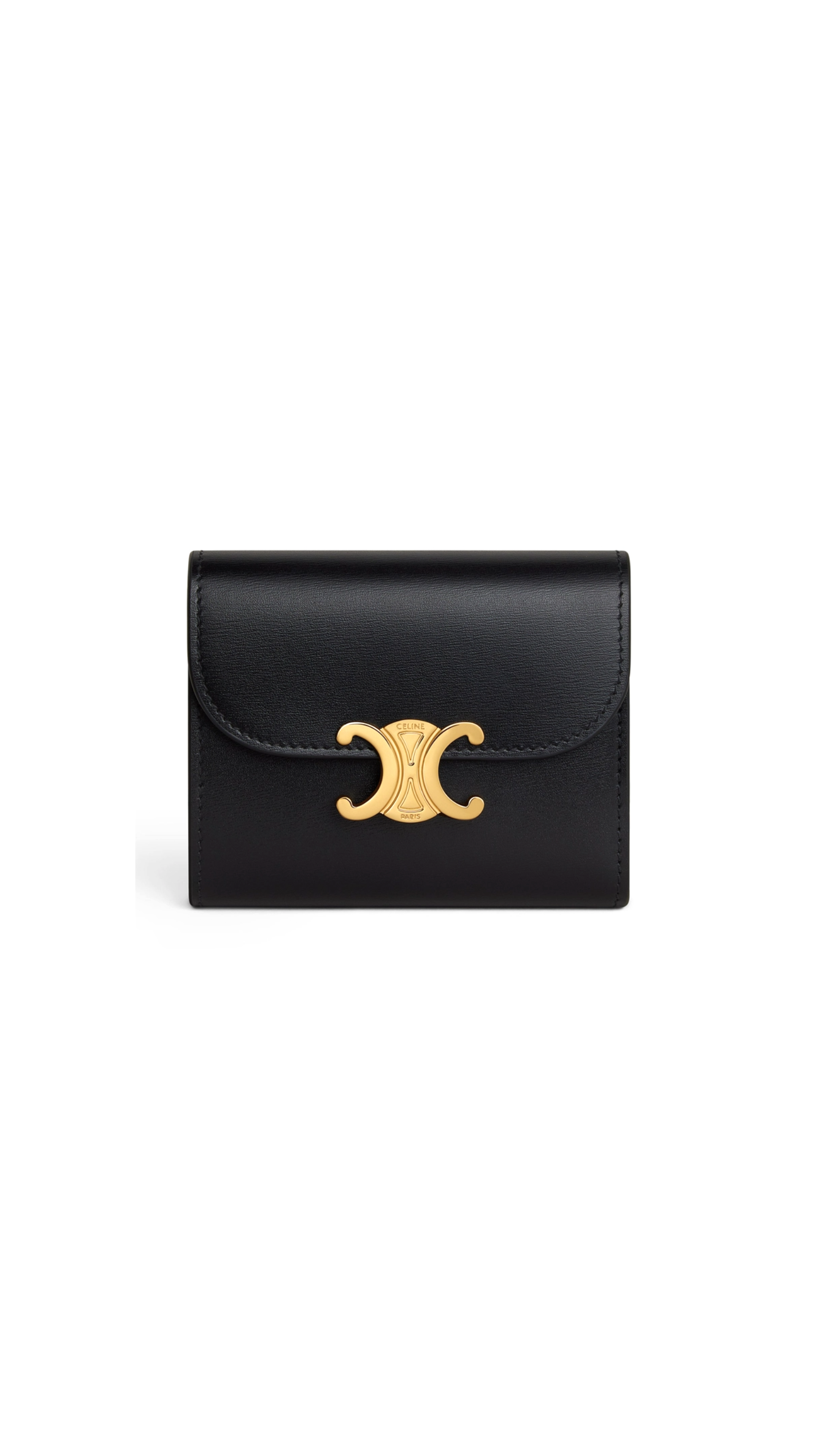 Small Wallet Triomphe in Shiny Calfskin - Black