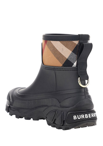 House Check Panel Rain Boots - Black