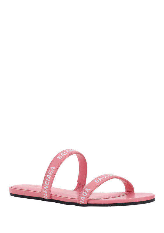 Allover Logo Flat Sandals - Pink