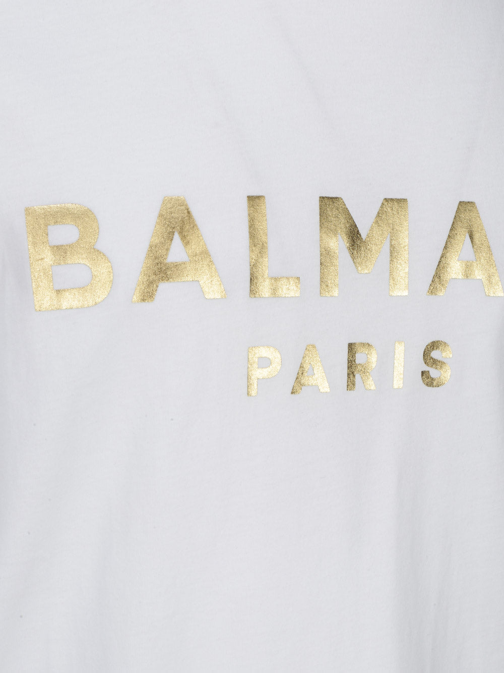 Cotton T-shirt With Paris Logo Print - White / Gold