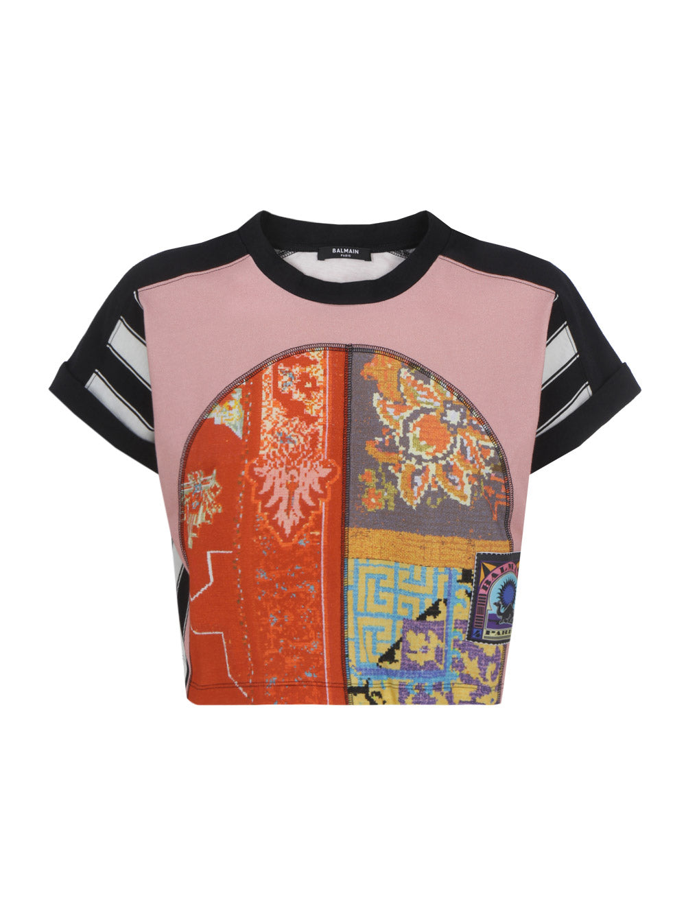 Cropped Cotton T-shirt with Print - Multicolor