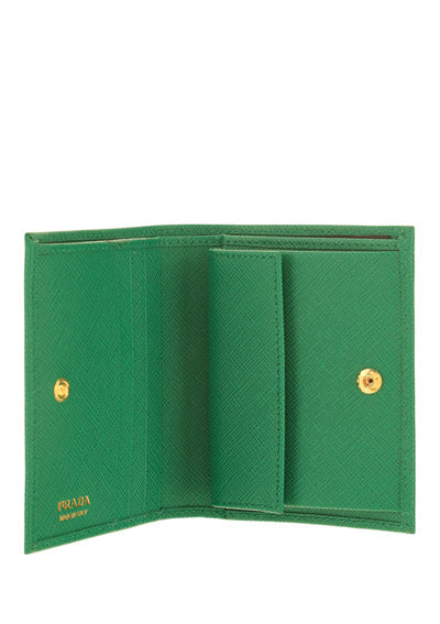 Small Saffiano Leather Wallet - Emerald