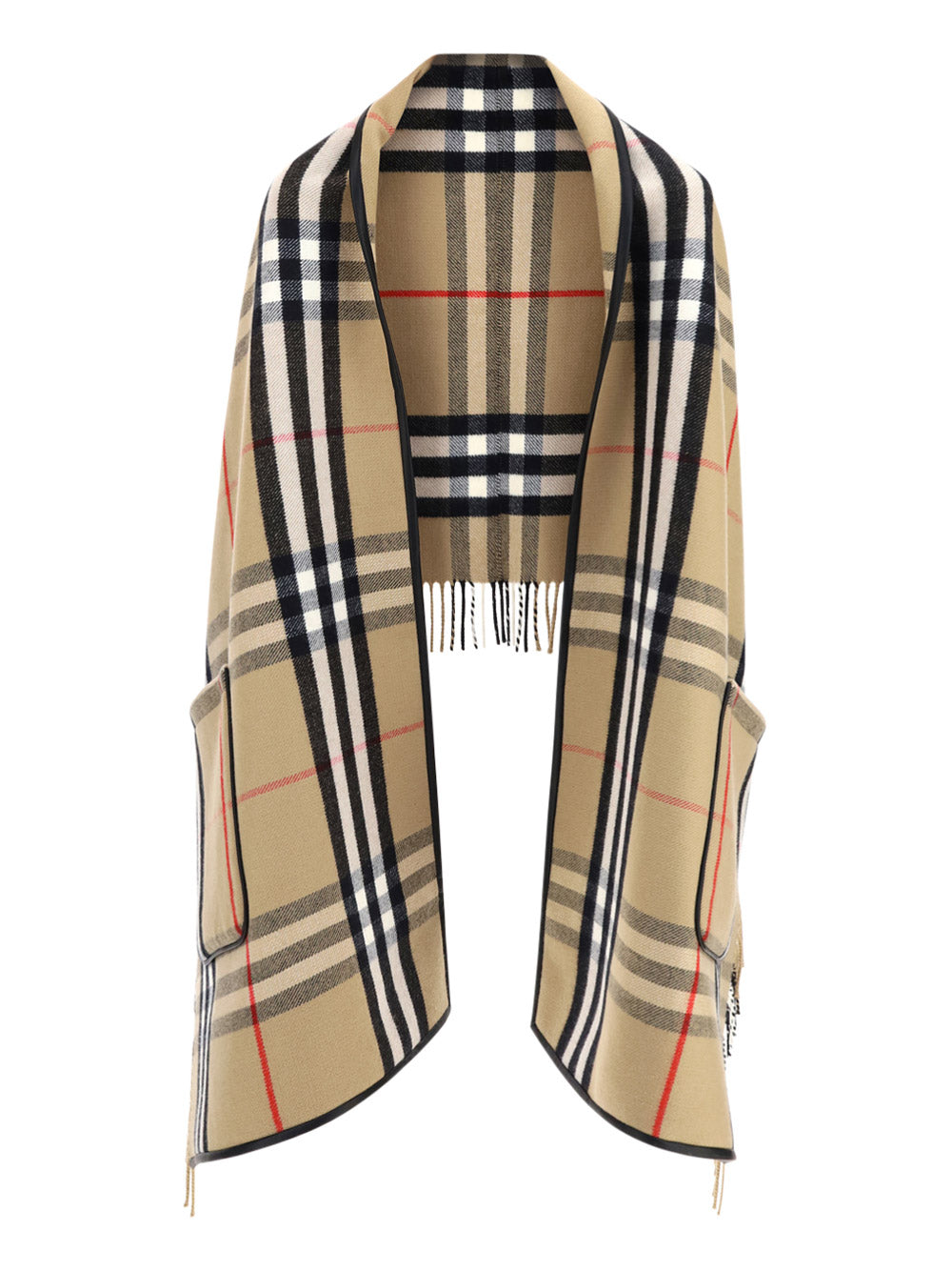 Check Wool Cashmere Cape - Archive Beige