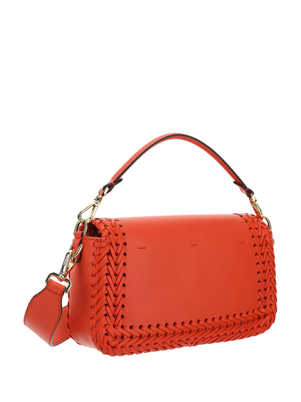 Medium Baguette Woven Leather Bag - Red