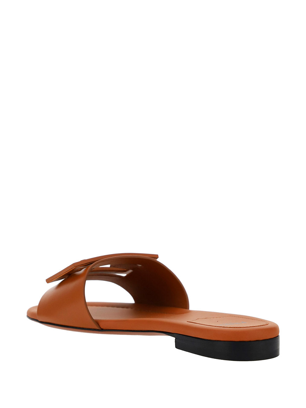 Signature Leather Slides - Brown