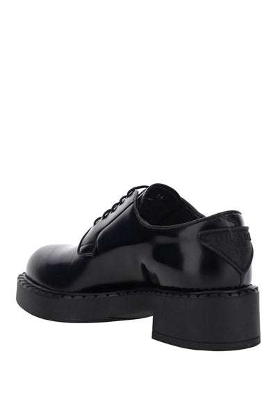 Brushed-Leather Derby Shoes - Black