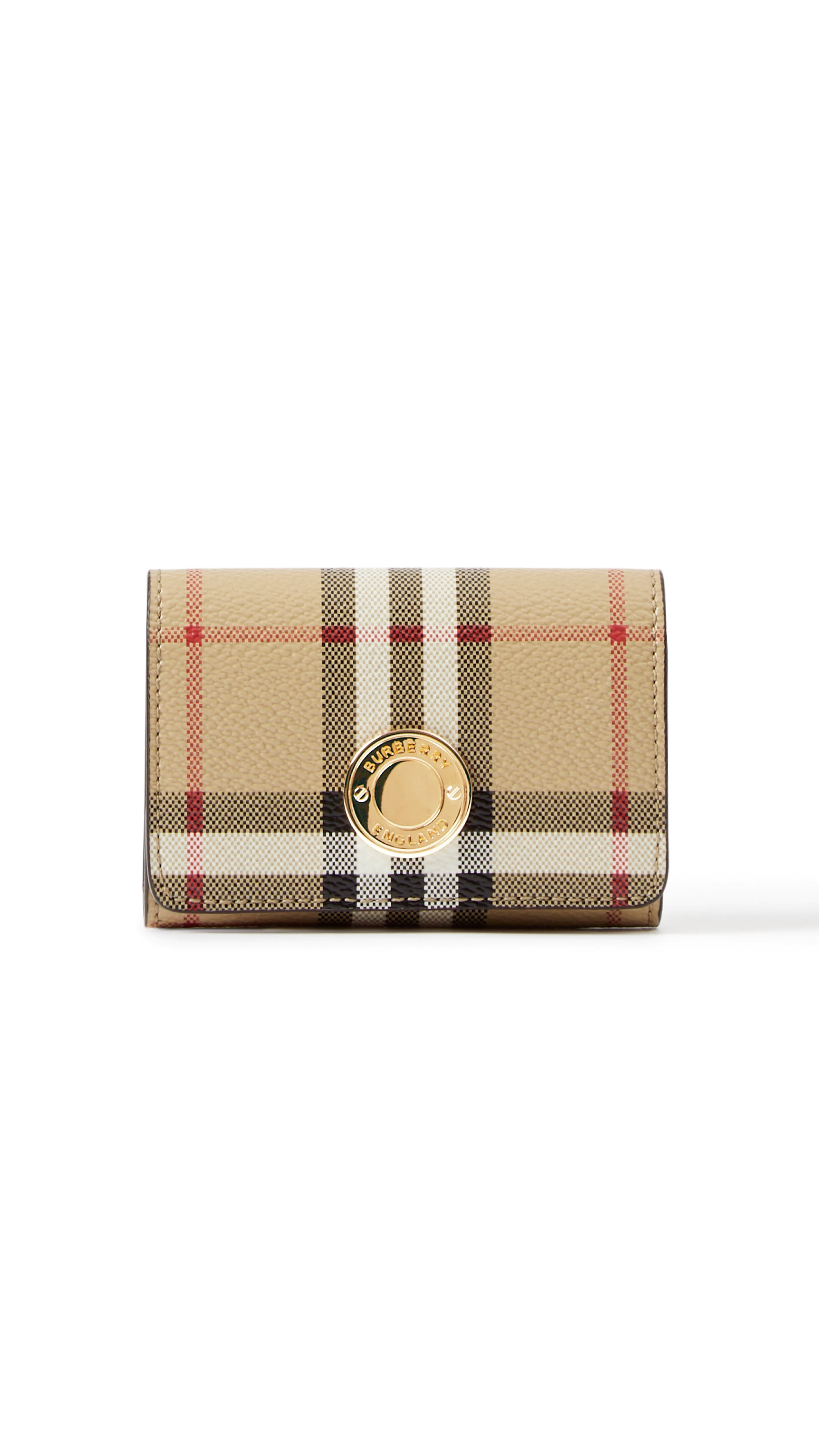 Check Card Case with Detachable Chain Strap - Archive Beige