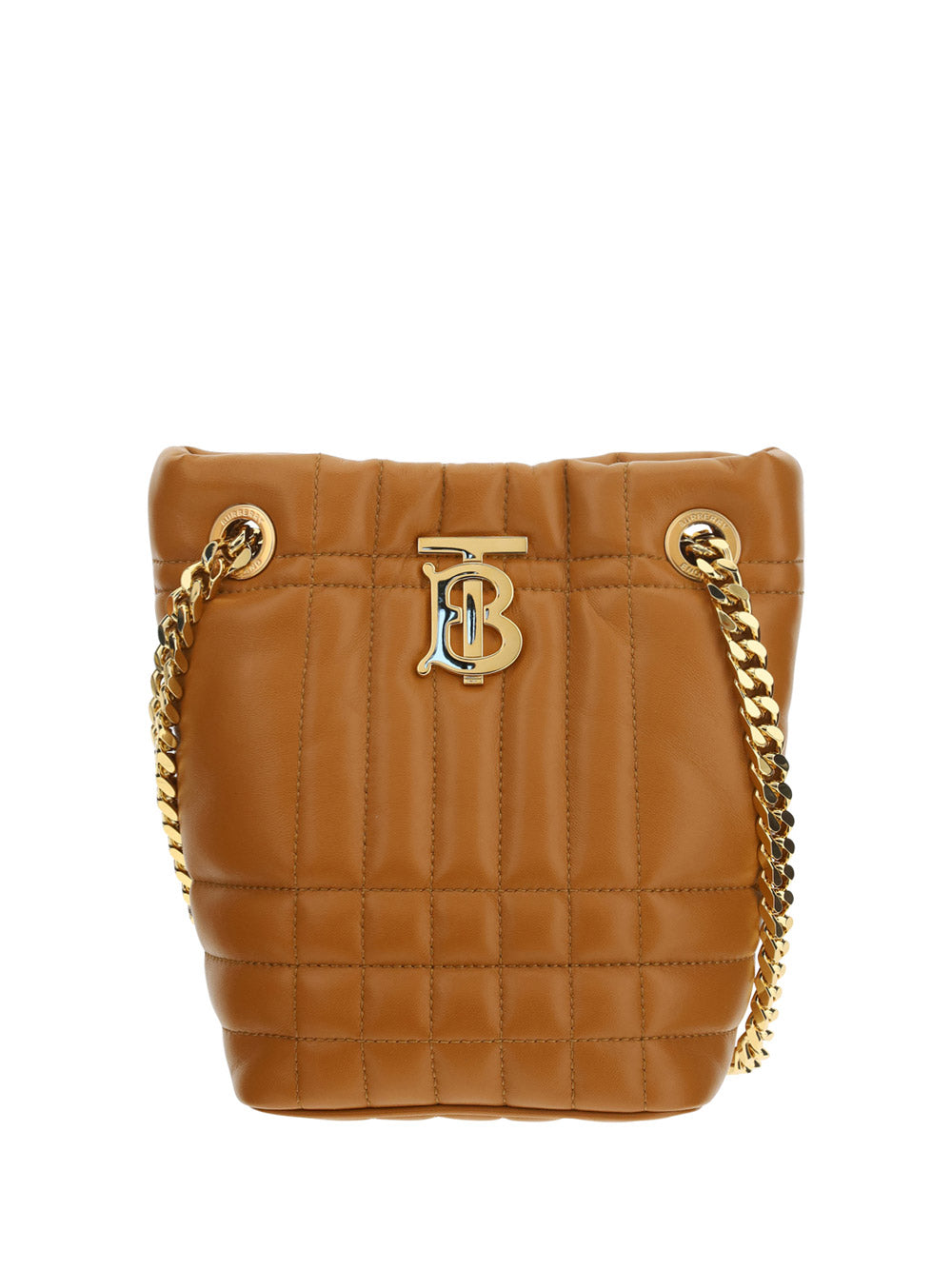 Small Quilted Lambskin Lola Bucket Bag - Maple Brown