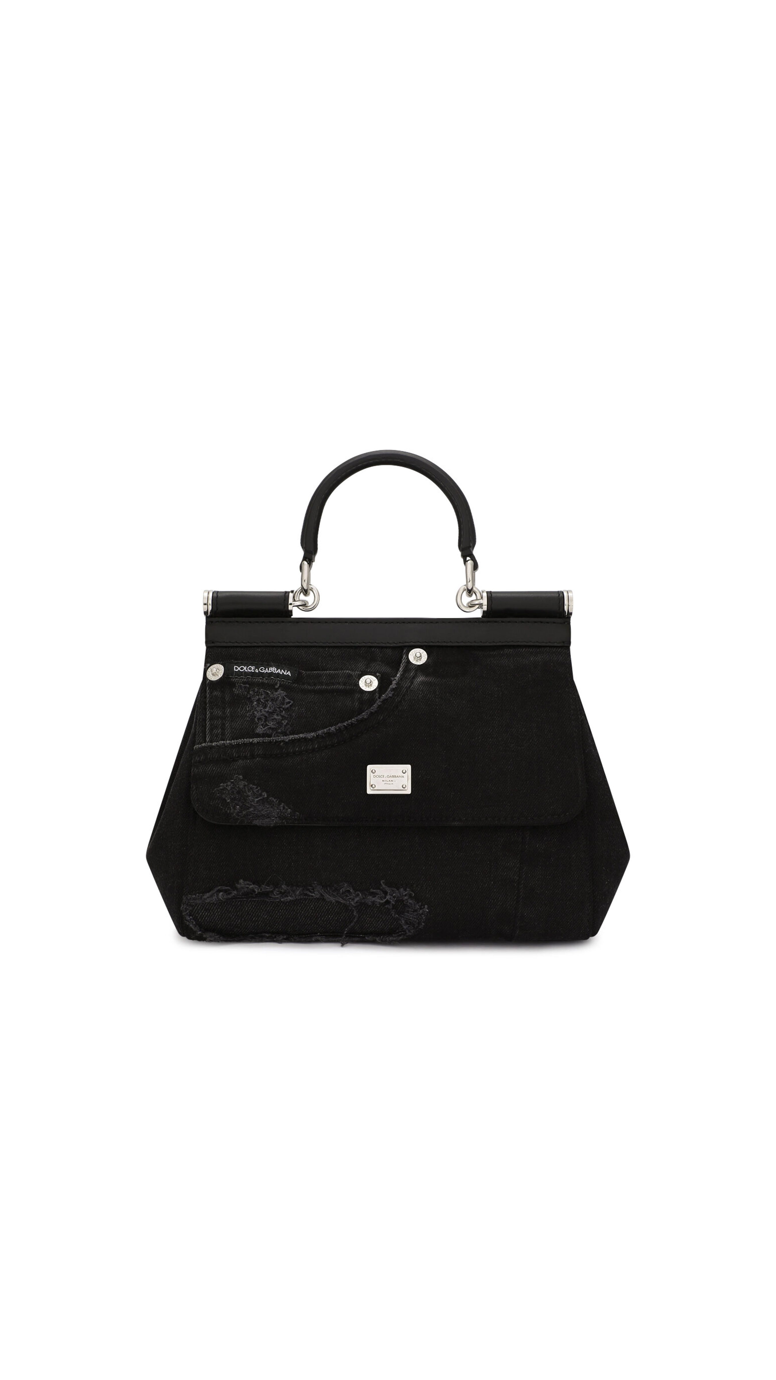 Dolce Gabbana Original Sicily Bag with Top Handle Black Leather