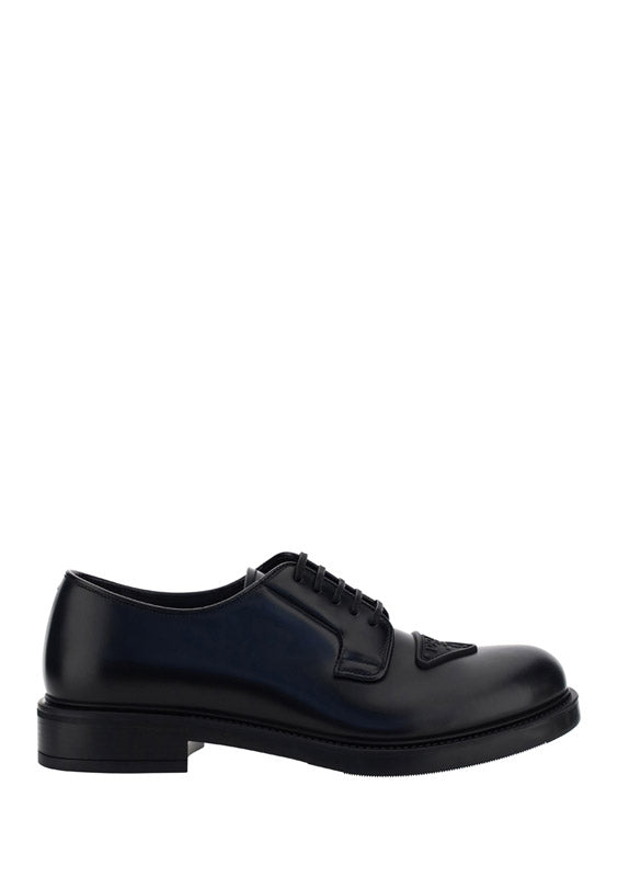 Brushed Leather Derby Shoes - Black