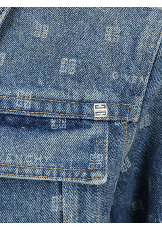 Slim-Fit Denim Jacket with 4G Motif All Over Logo