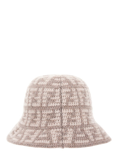 FF Jacquard Cashmere Cloche Hat - Grey