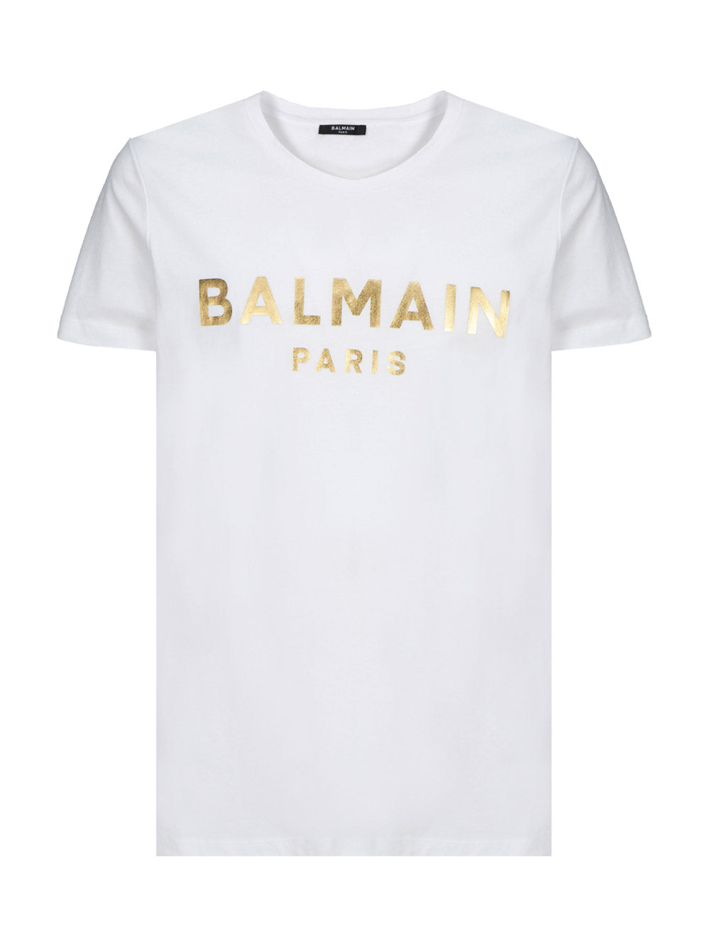 Cotton T-shirt With Paris Logo Print - White / Gold