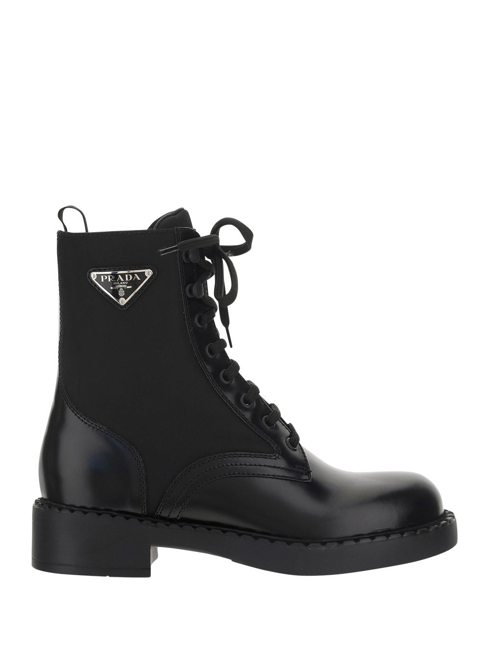 Brushed-Leather and Re-Nylon Boots - Black