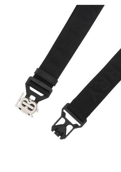 Monogram Motif and Logo Webbed Jacquard Belt - Black