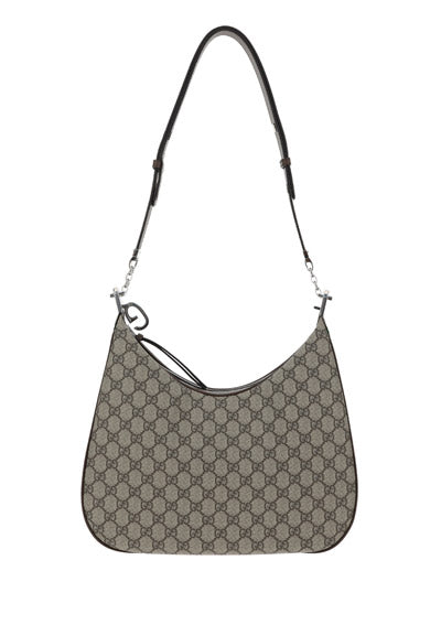 Gucci Attache medium shoulder bag in beige and ebony Supreme