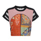 Cropped Cotton T-shirt with Print - Multicolor