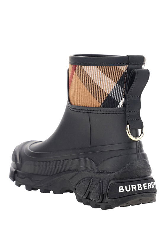 House Check Panel Rain Boots - Black