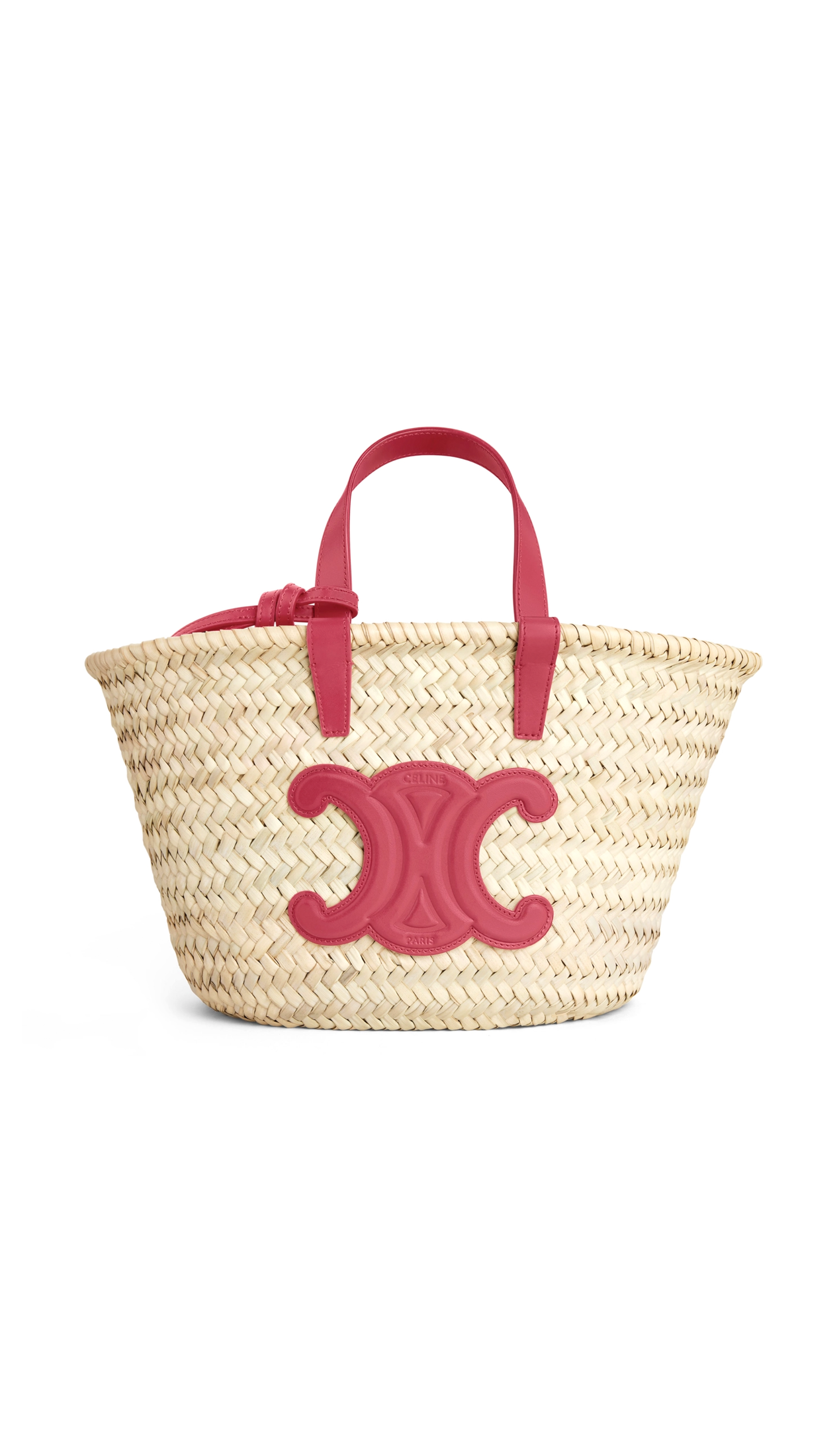 Classic Teen Panier Triomphe in Palm Leaves and Calfskin - Lipstick