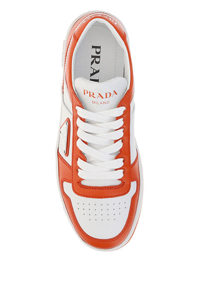 Downtown Leather Sneakers - Orange / White.