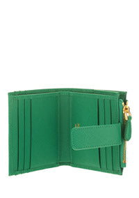 Small Saffiano and Leather Wallet - Green