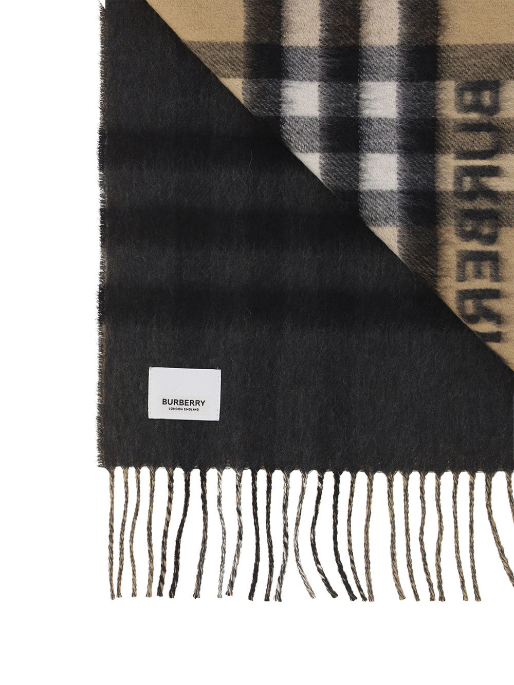 Contrast Check Cashmere Scarf - Archive Beige / Black