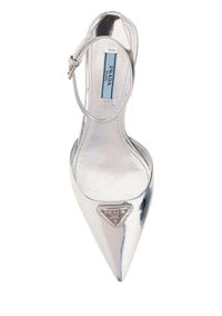 Brushed leather slingback pumps - Silver