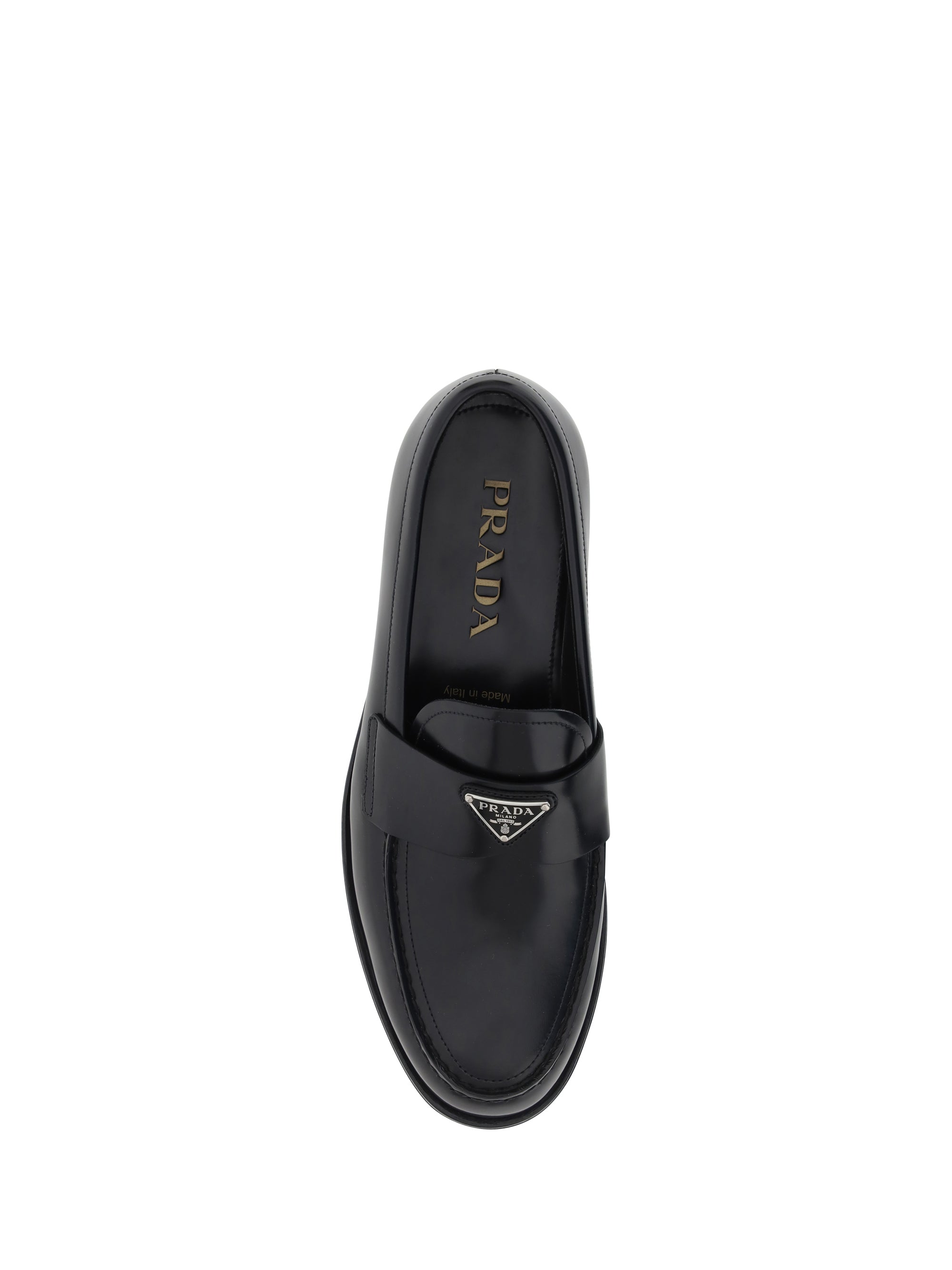 Brushed Leather Loafers - Black