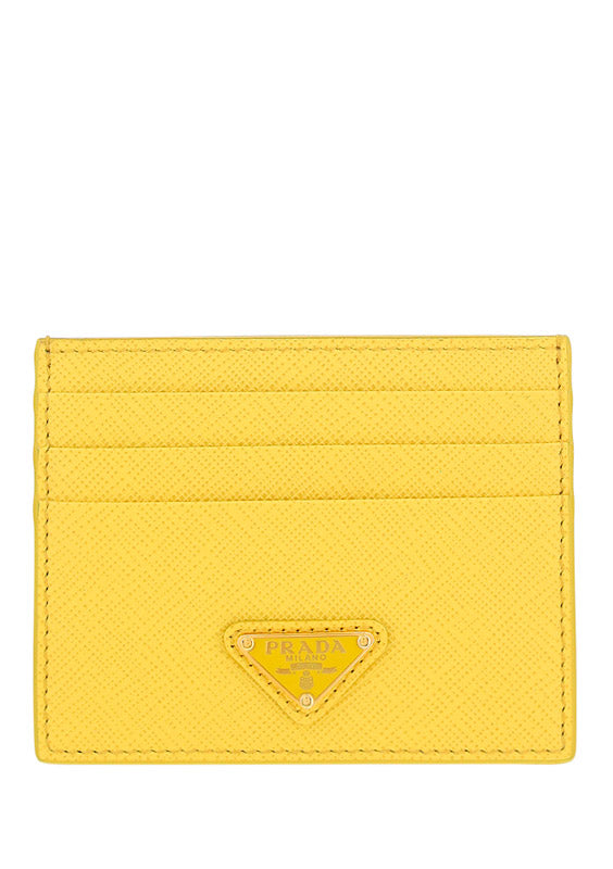 Saffiano Leather Card Holder - Sunny Yellow