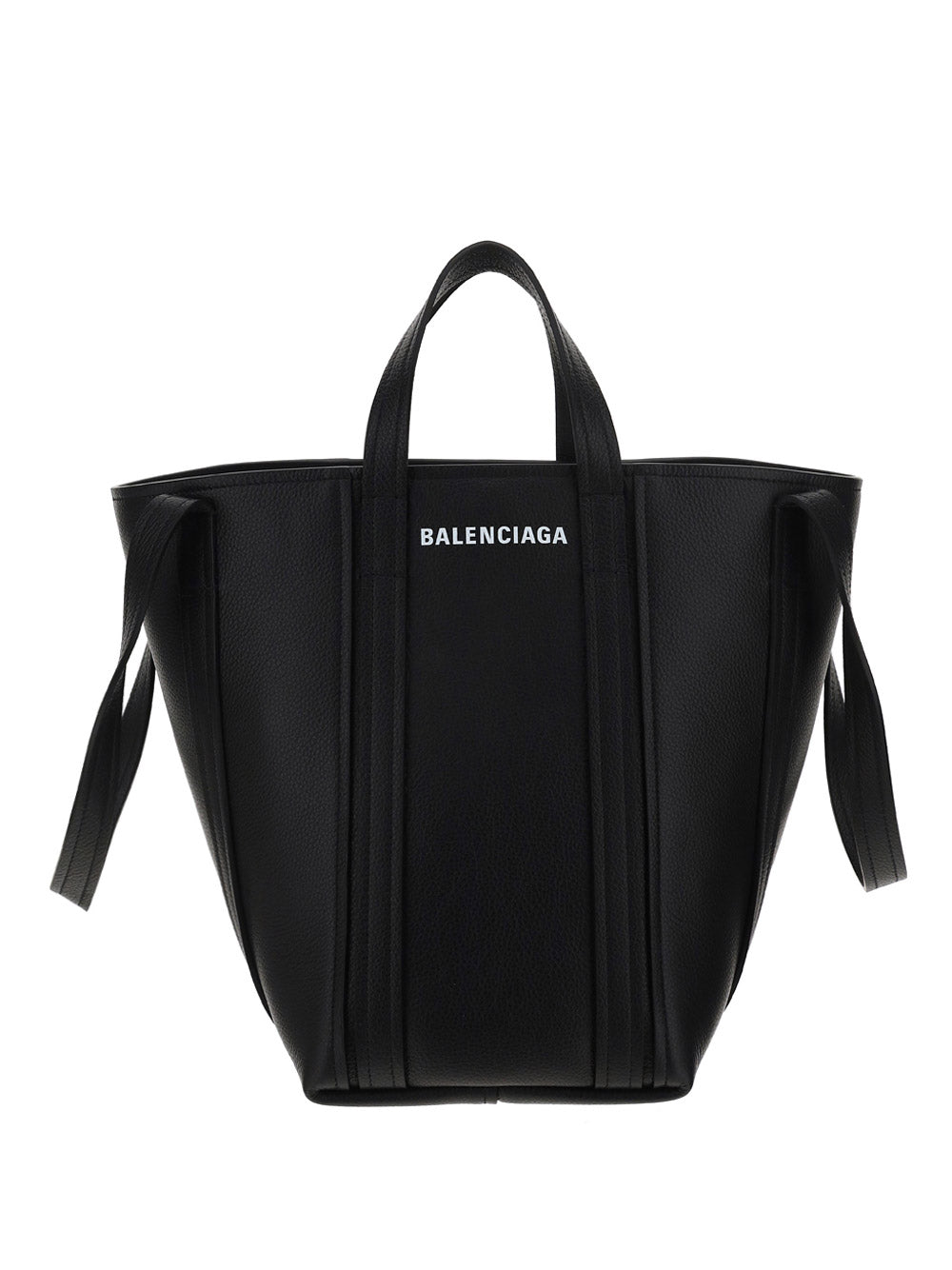 Everyday Small North-South Shoulder Tote Bag In Grained Calfskin - Black