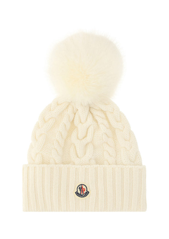 Beanie With Pom Pom - White.