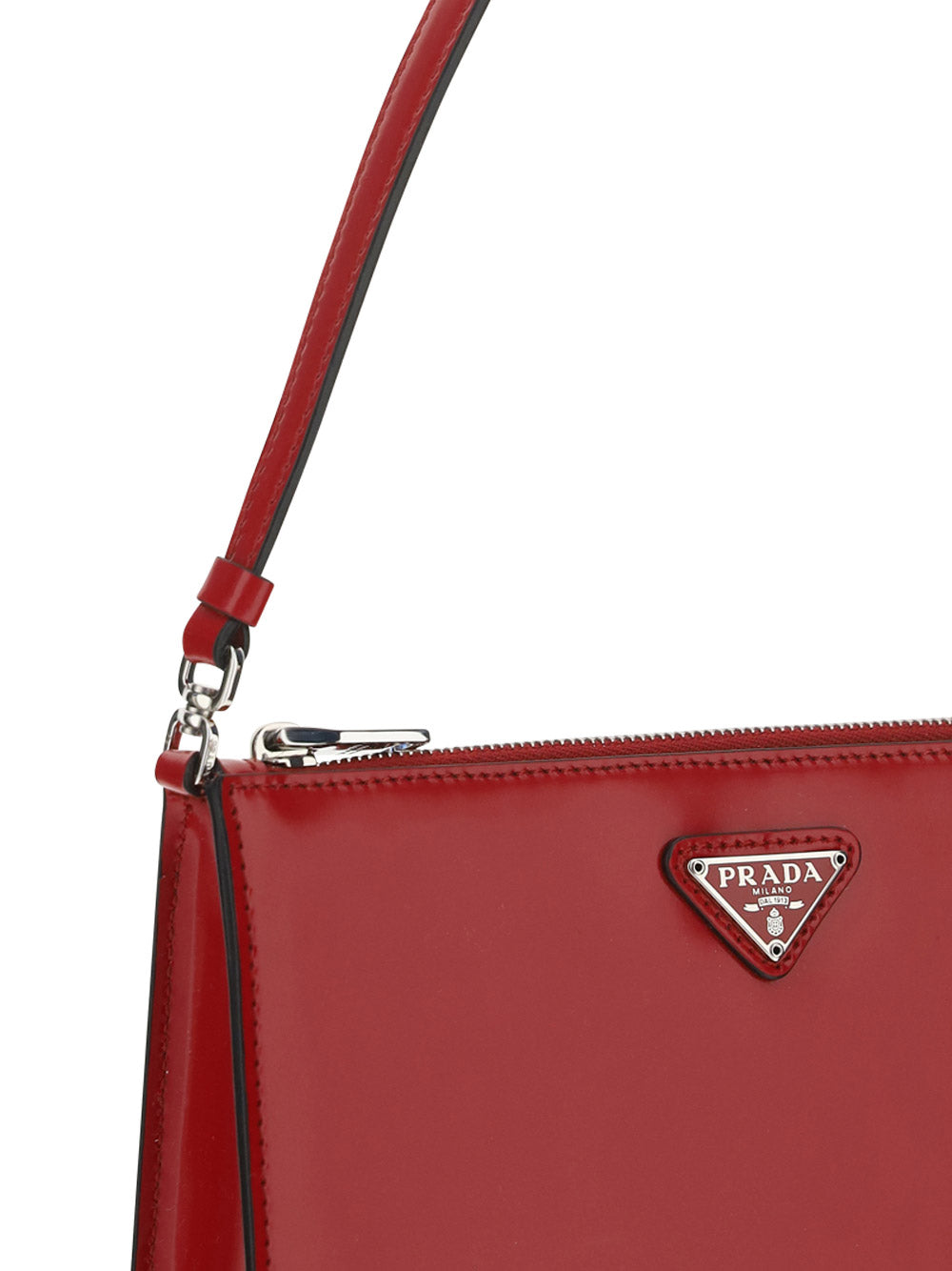 Prada Mini Shoulder Bag In Brushed Leather in Red
