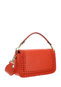 Medium Baguette Woven Leather Bag - Red