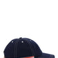 Typewriter Cloth Contrast Stitch 6-Panel Baseball Cap - Navy