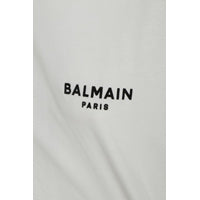 Cotton Short T-Shirt With White Balmain Logo Print - White