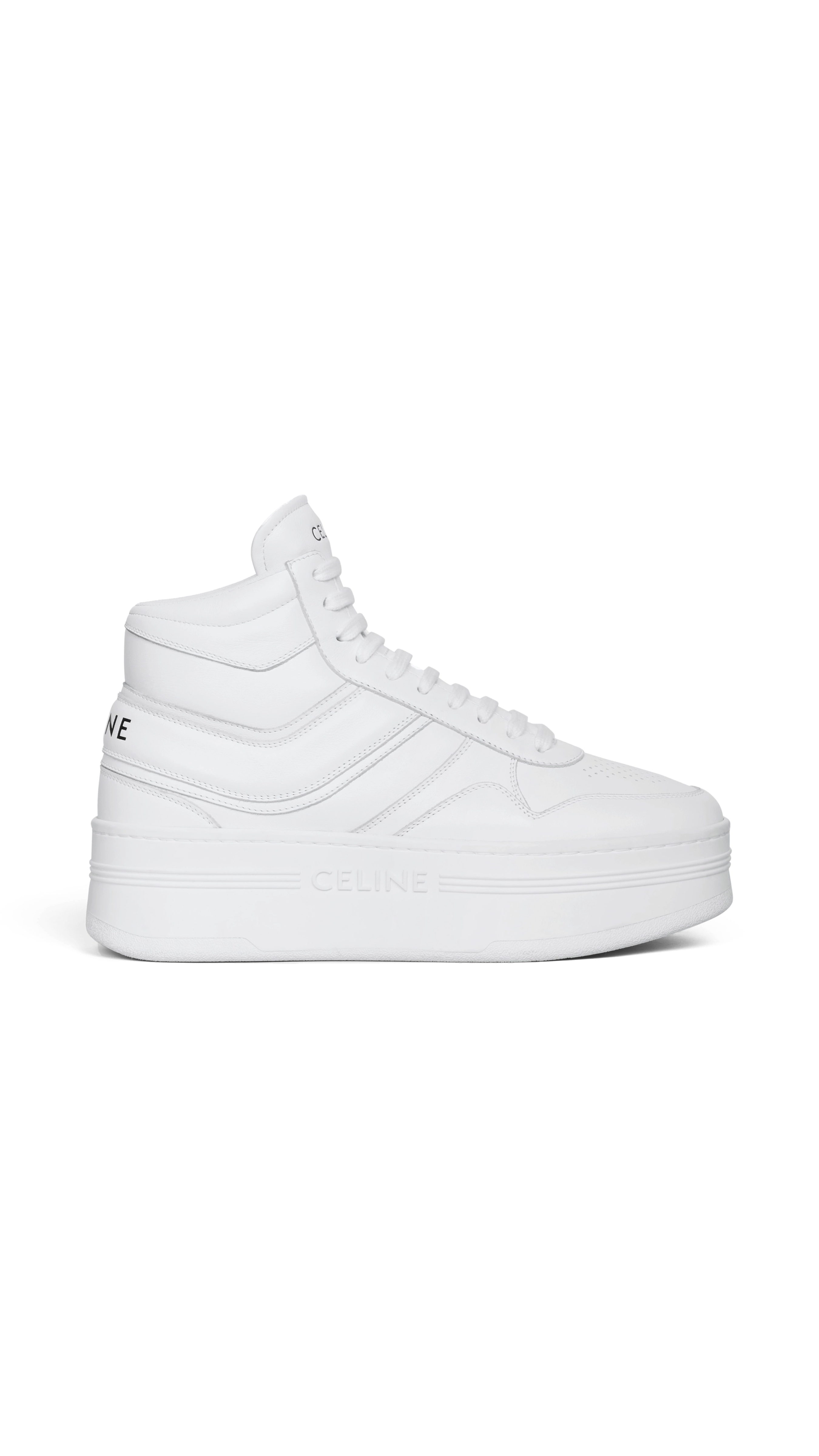 Mid Block Sneakers with Wedge in Calfskin - Optic White