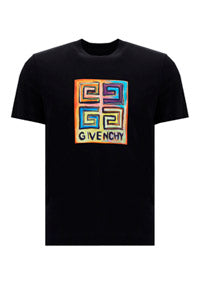 Slim Fit T-shirt in Jersey with 4g Sun Print - Black