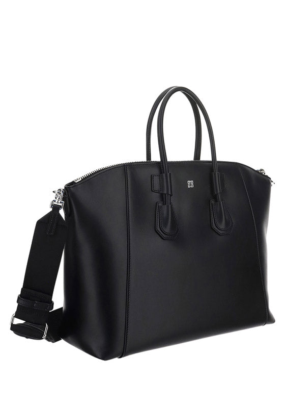 Small Antigona Sport Bag In Leather - Black