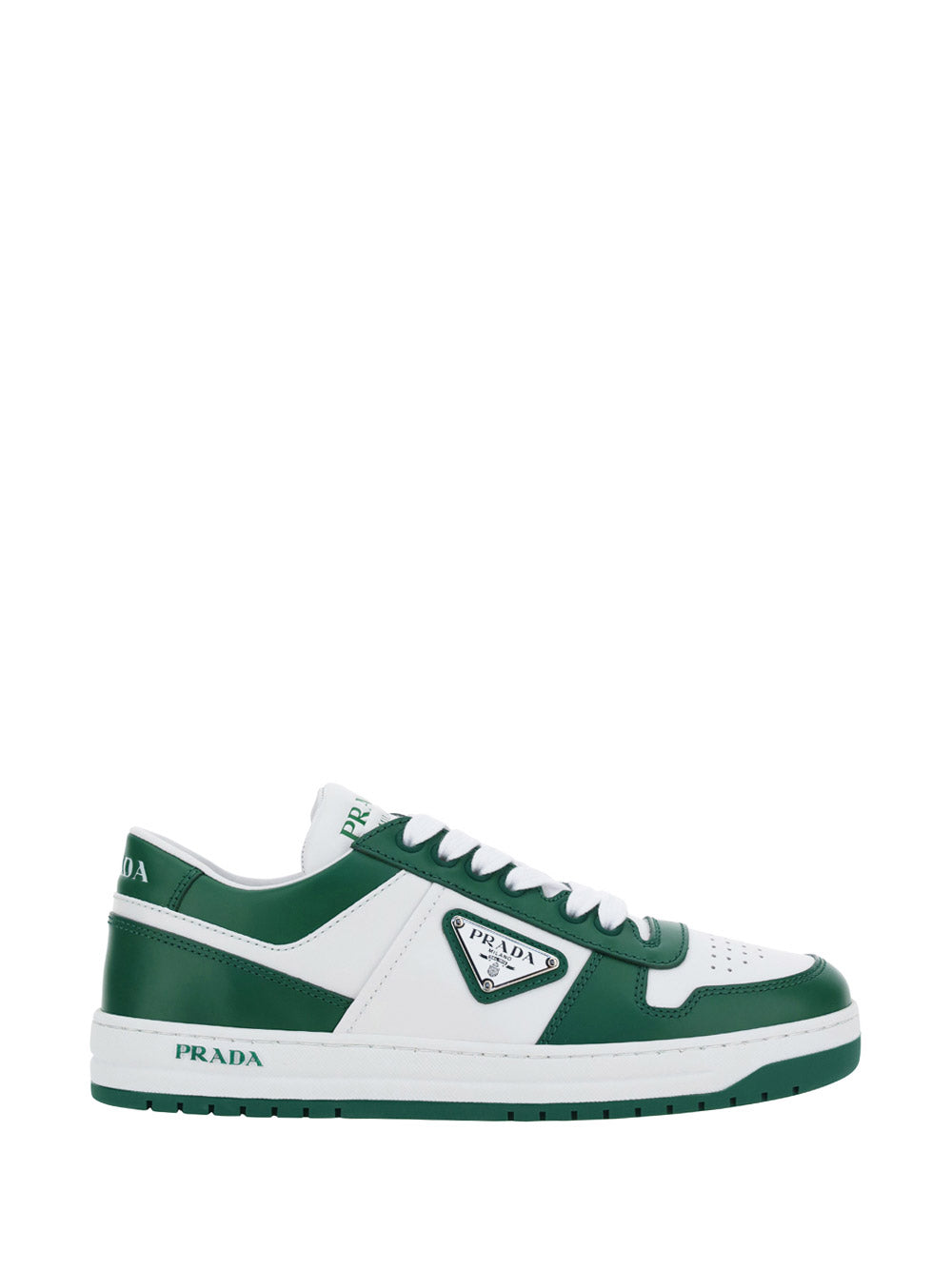 District Perforated Leather Sneakers - White / Green.