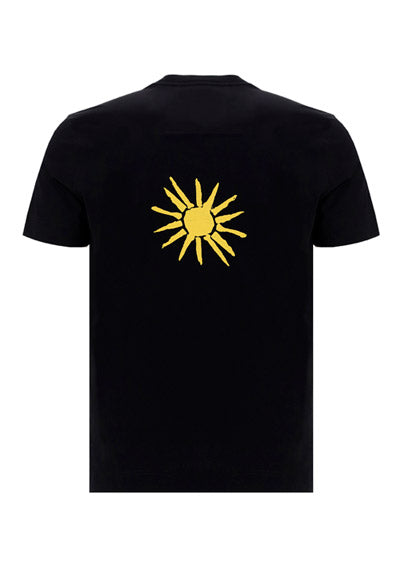 Slim Fit T-shirt in Jersey with 4g Sun Print - Black