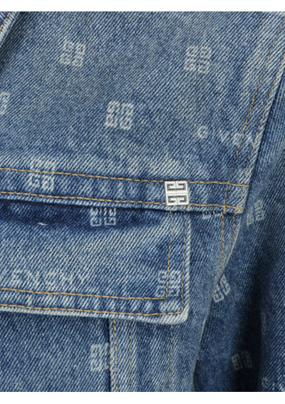 Slim-Fit Denim Jacket with 4G Motif All Over Logo