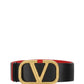 VLogo Signature Reversible Belt In Glossy and Grainy Calfskin Leather 70mm - Black