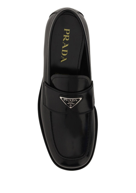 Brushed Leather Loafers - Black