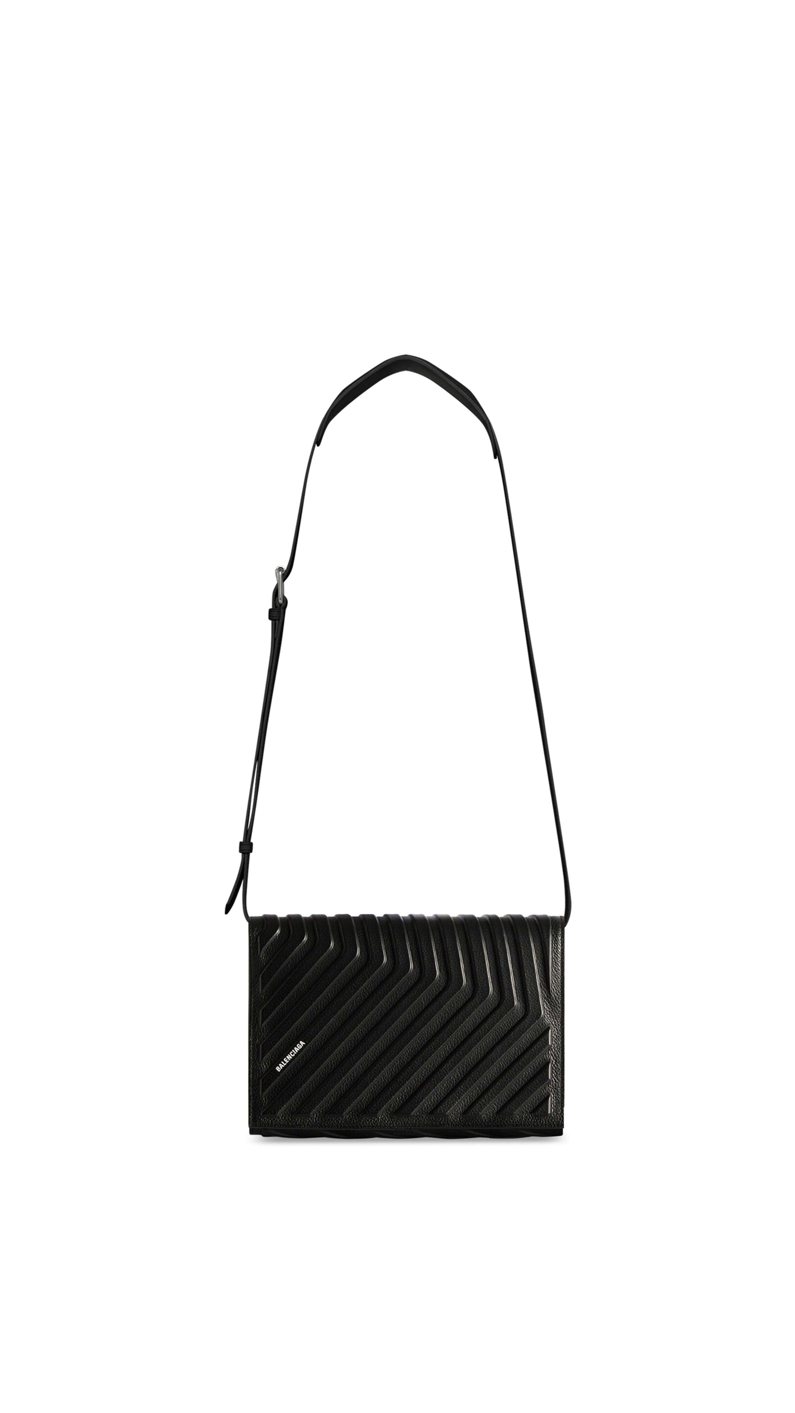 Car Flap Bag With Strap - Black