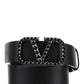 VLogo Signature Belt In Grainy Calfskin - Black