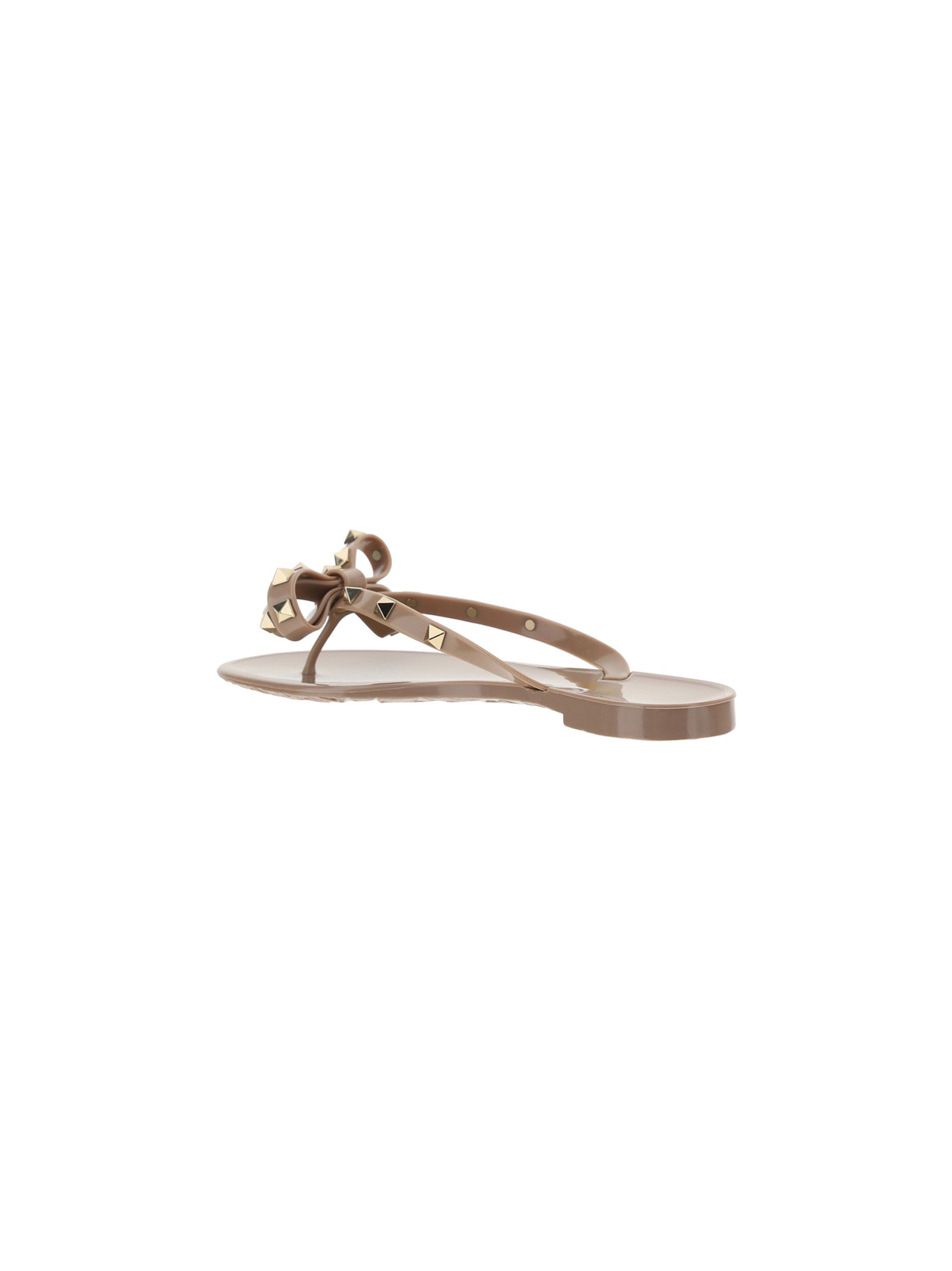 Rubber Rockstud Thong Sandals - Beige