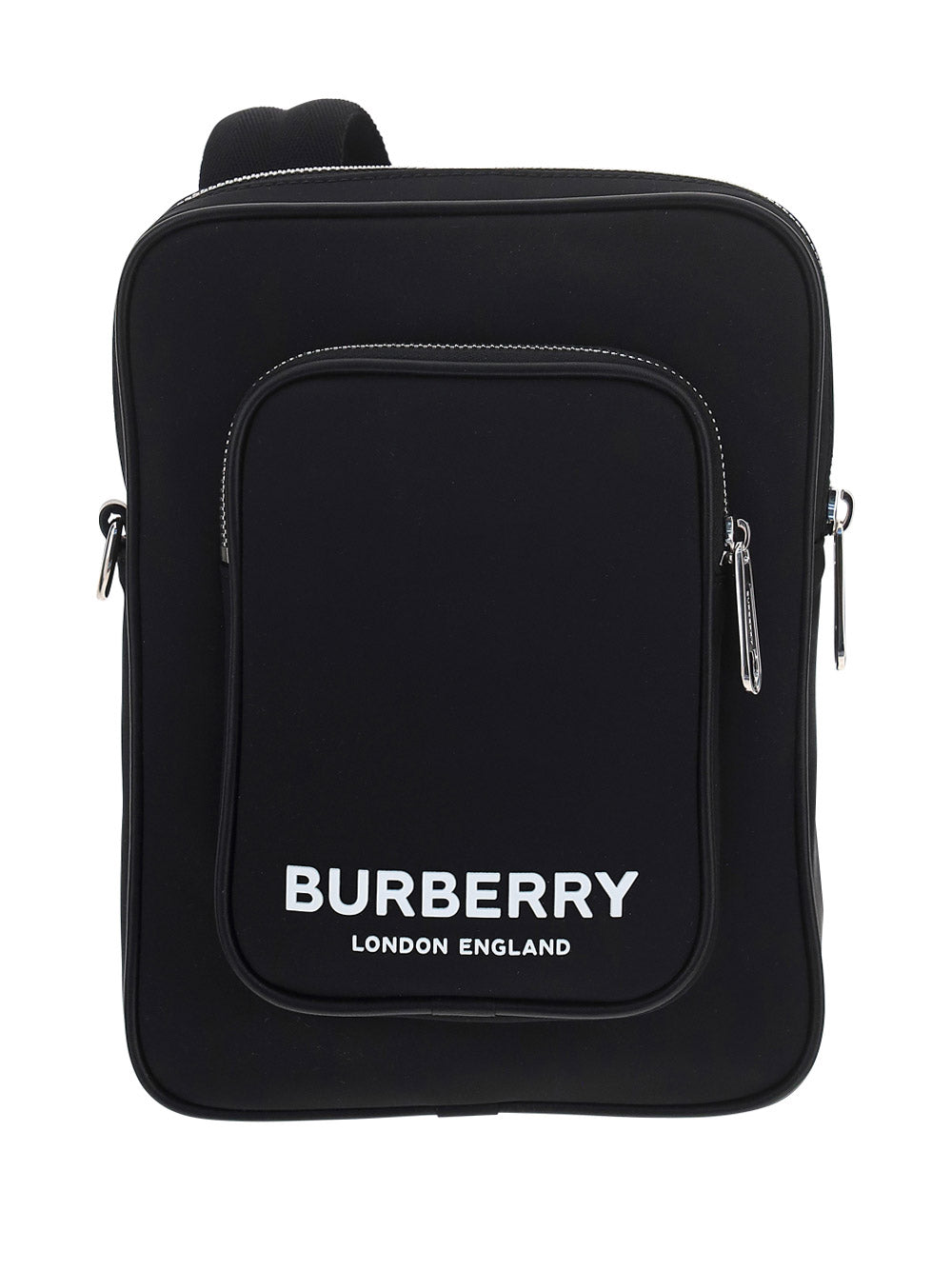 Logo Print Nylon Crossbody Bag - Black