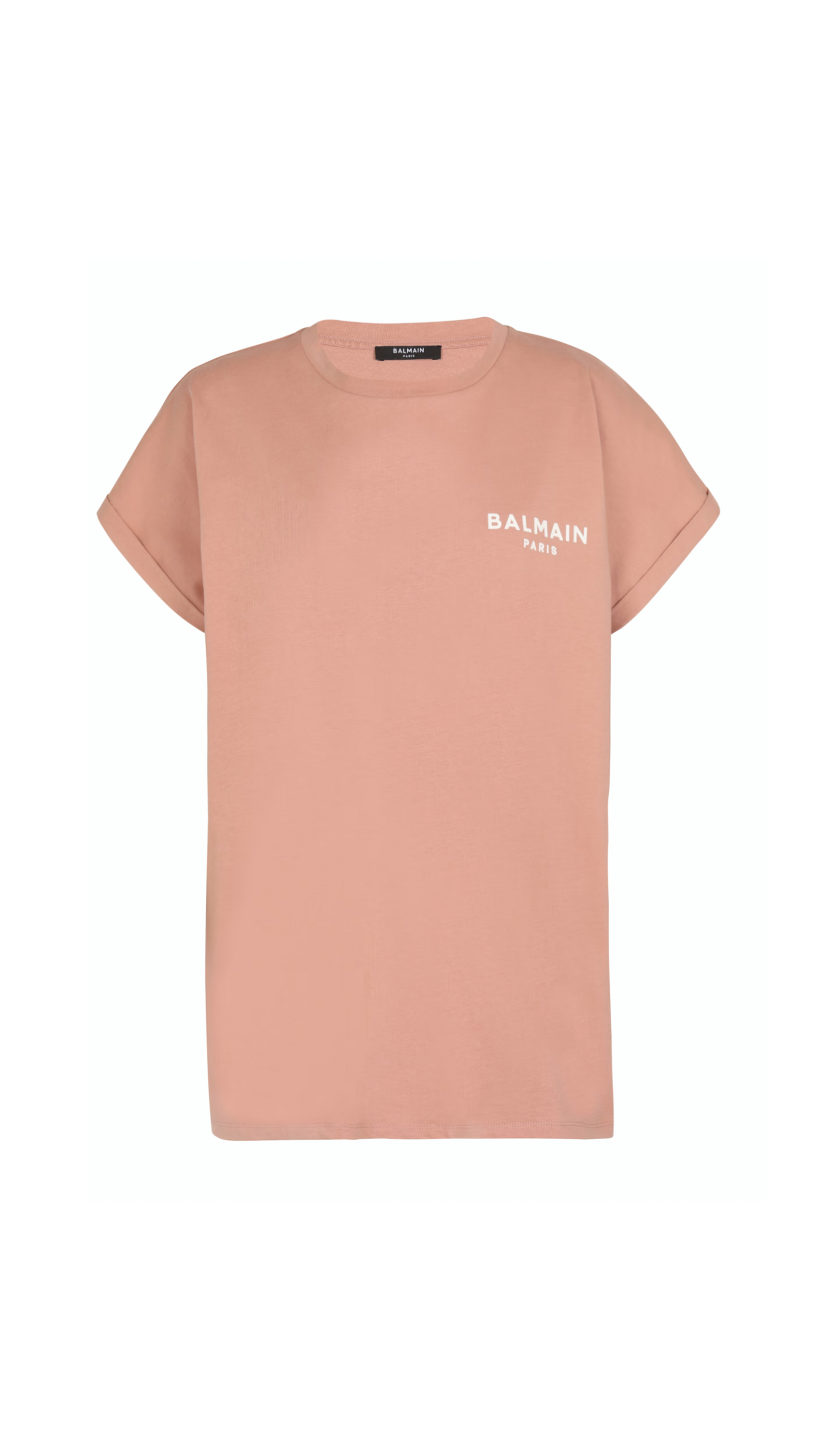 Eco-Responsible Cotton T-Shirt With Balmain Logo Print - Pink