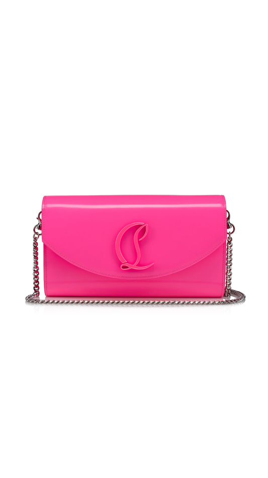 Loubi54 Wallet in Patent Leather - Fluo Pink